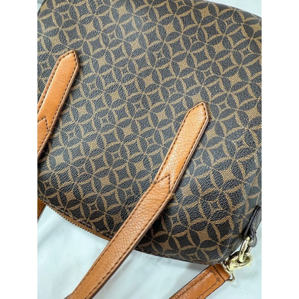 FOSSIL SYDNEY Multi Brown PVC Coated Canvas Satchel Medium